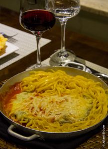 Filet à Parmiggiana com Fetuccini