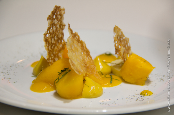 Seleção de mangas e polenta de verbena