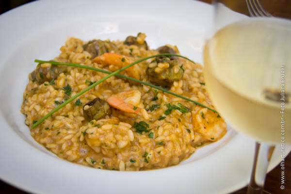 Risoto de Alcachofra com camarões